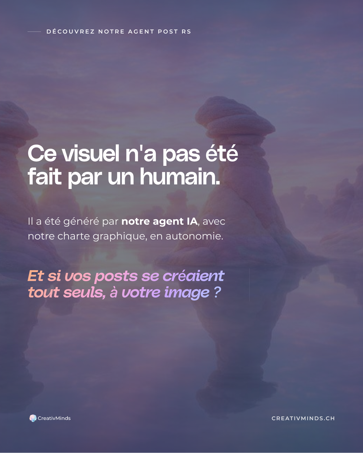 Exemple de post généré par l'agent Aria, à la charte CreativMinds